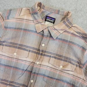 Patagonia‎ A/C Steersman Shirt Mens S Plaid Crepe Crinkle Long Sleeve Button Up